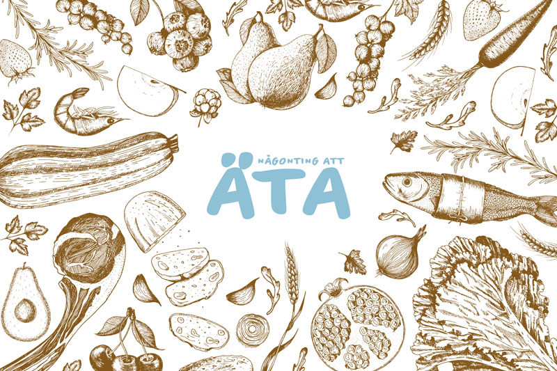 En illustration där det står - Någonting att äta